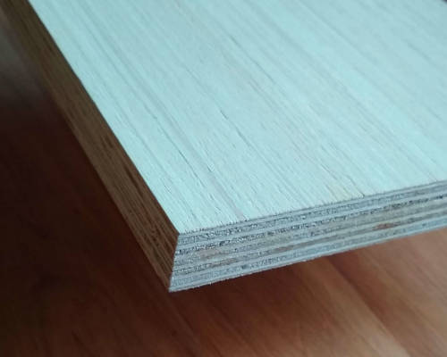 Pappel-EucalyptusMultiplexplatte : Ansicht der Kante und des Deck-Furniers einer Seite
