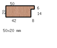 Ahorn-Bilderrahmenleiste, 50 mm breit, 20 mm hoch