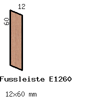 Fussleiste Modell E1260 aus Buche, 12 x 60 mm, abgeschrägt