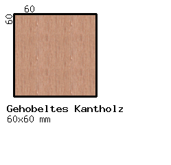 Kirschbaum-Kantholz 60x60mm, aus 2 durchgehenden Lamellen verleimt