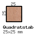 Kiefer-Quadratstab, 25x25 mm