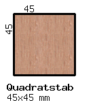 Profilskizze Erle-Quadratstab, 45x45mm