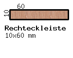 Nussbaum-Rechteckleiste 10x60 mm