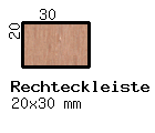 Teak-Rechteckleiste 20x30 mm