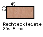 Teak-Rechteckleiste 20x45 mm