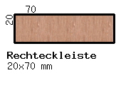 Ahorn-Rechteckleiste 20x70 mm