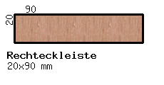 Esche-Rechteckleiste 20x90 mm
