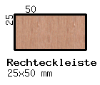 Erle-Rechteckleiste 25x50 mm