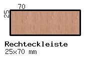 Esche-Rechteckleiste 25x70 mm