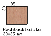Ahorn-Rechteckleiste 30x35 mm