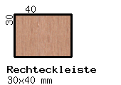 Nussbaum-Rechteckleiste 30x40 mm