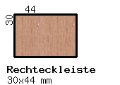 Teak-Rechteckleiste 30x44 mm