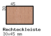 Erle-Rechteckleiste 30x45 mm