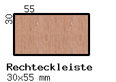 Erle-Rechteckleiste 30x55 mm