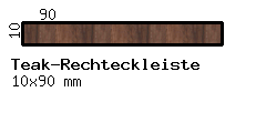 Teak-Rechteckleiste 10x90 mm