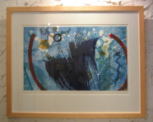 Ahorn-Bilderrahmen mit einer Farbradierung von Werner Merzhäuser