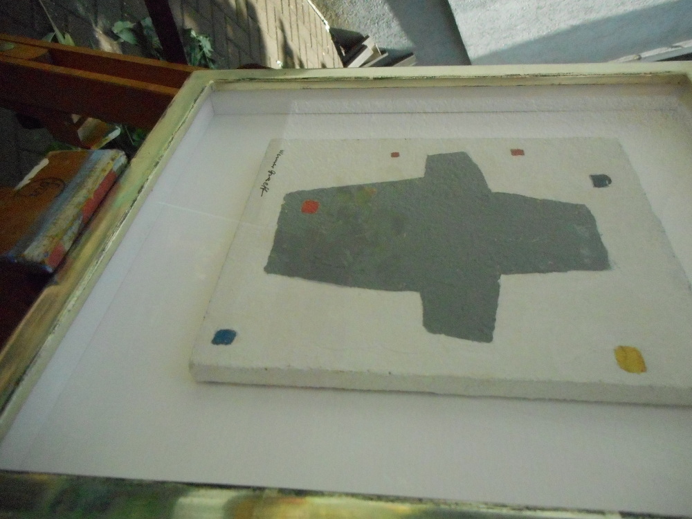 Einrahmung eines kleinen Bildes von Werner Graeff mit Abstandshalterleiste und Museumsglas